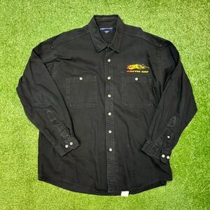 Vintage Arctic Cat Button Dow Embroidered Logo Shirt Mens XL Black